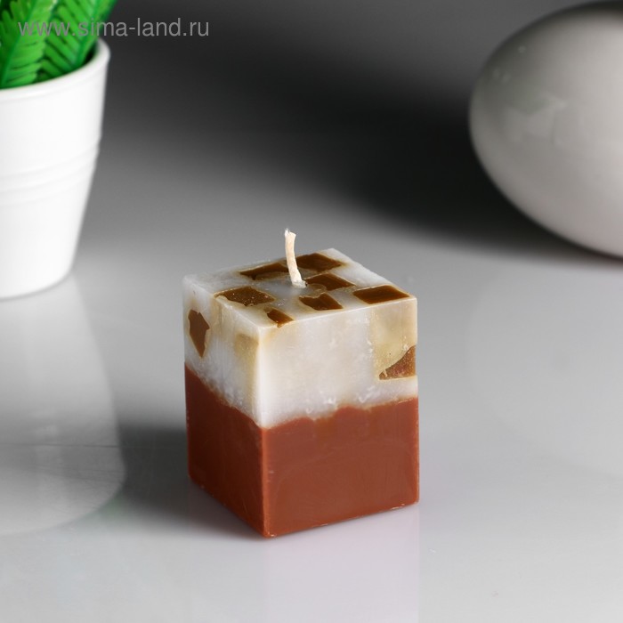 Свеча- куб с мозаикой Корица ароматическая, 5×6 см