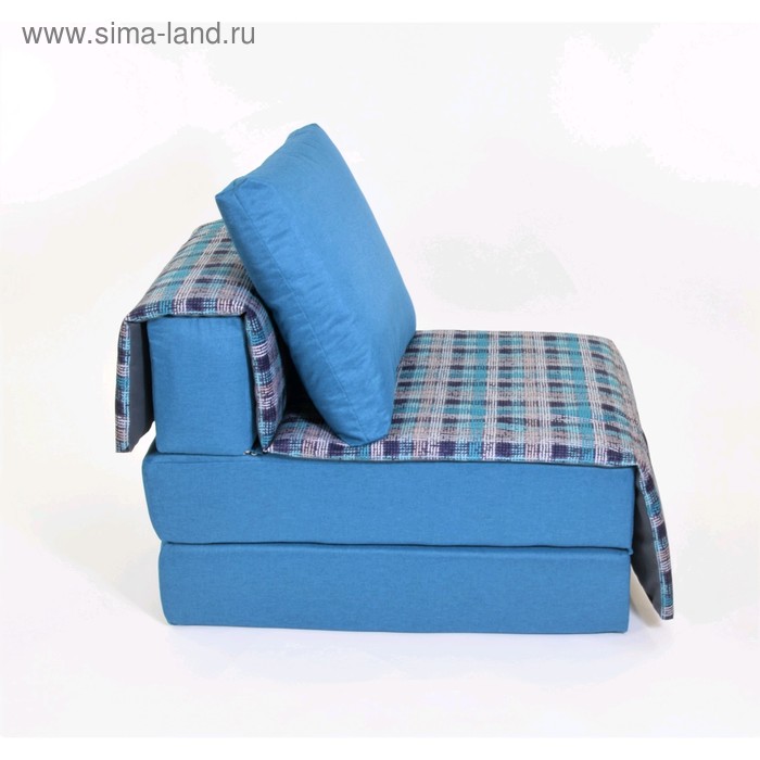 фото Кресло - кровать «харви» с накидкой - матрасиком, размер 75 х 100 см, синий, квадро, рогожка, велюр wowpuff