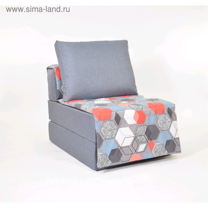 фото Кресло - кровать «харви» с накидкой - матрасиком, размер 75 х 100 см, серый, геометрия, рогожка wowpuff