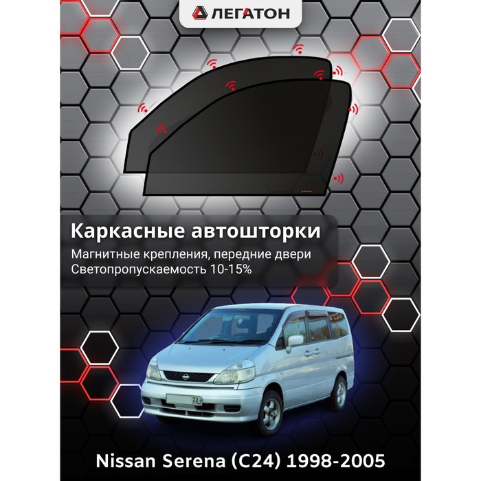 фото Каркасные шторки nissan serena (c24) минивен г.в. 1998-2005 передние, крепление: магнит легатон