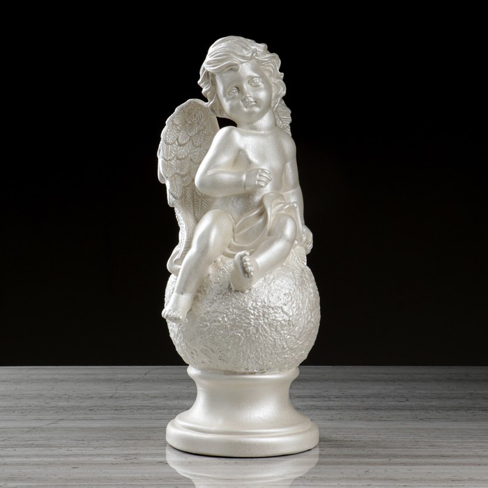 Статуэтка "Ангел на шаре", перламутровый, 44 см