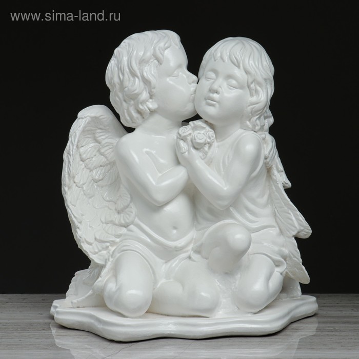 Ангелочки и эльфы Статуэтка Пара ангелов огромная, белая, 40 см