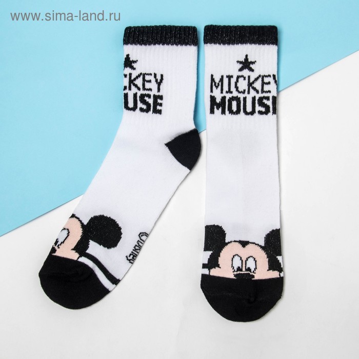 фото Носки "mickey mouse", микки маус, белый, 16-18 см disney