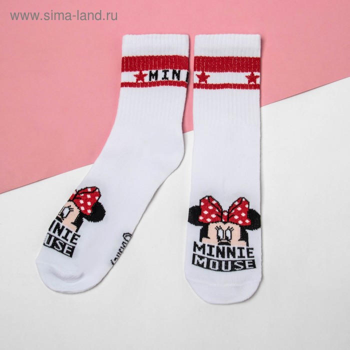 фото Носки "minnie mouse", минни маус, белый, 16-18 см disney