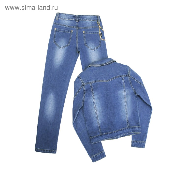 фото Костюм джинсовый для девочек, рост 146 см yuke jeans