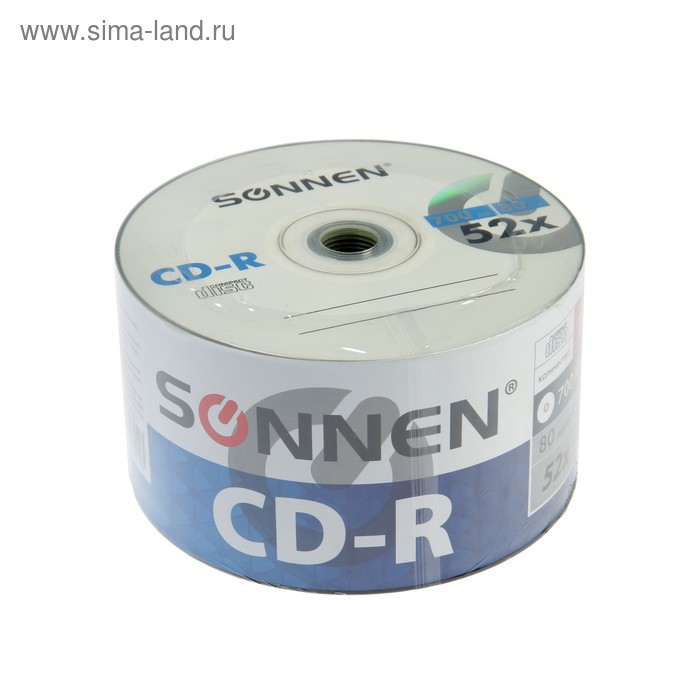 фото Диск cd-r sonnen, 52x, 700 мб, спайка, 50 шт.