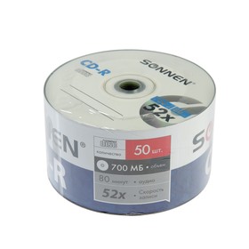 

Диск CD-R SONNEN, 52x, 700 Мб, спайка, 50 шт.