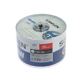 

Диск CD-RW SONNEN, 4-12x, 700 Мб, спайка, 50 шт.