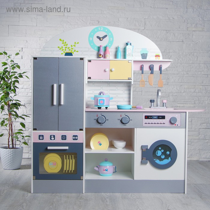 Игровой набор «Кухонный модуль «Счастье»» с деревянной посудой 27830