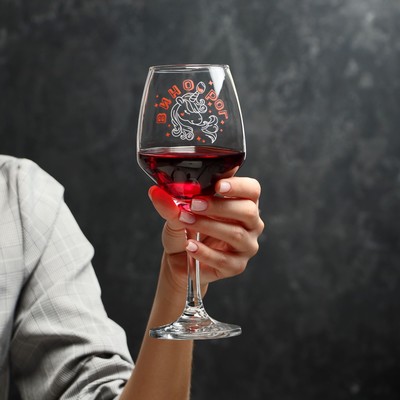 Бокал для вина «Винорог» 350 мл, тип нанесения рисунка: деколь