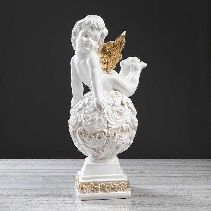 Ангелочки и эльфы Статуэтка Ангел на шаре, бело-золотой, 50 см