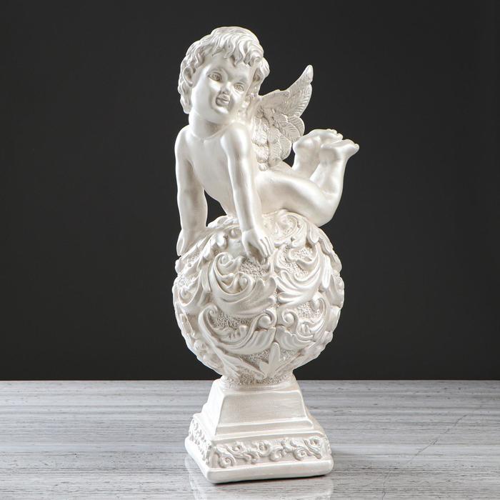 Ангелочки и эльфы  Сима-Ленд Статуэтка Ангел на шаре , перламутровый, 50 см