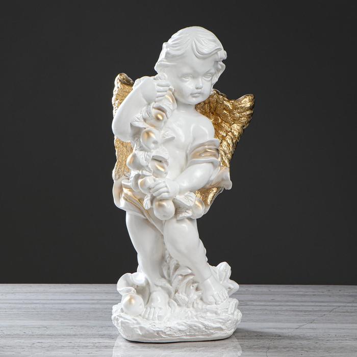 Ангелочки и эльфы  Сима-Ленд Статуэтка Ангел с яблоками, бело-золотой, 50 см
