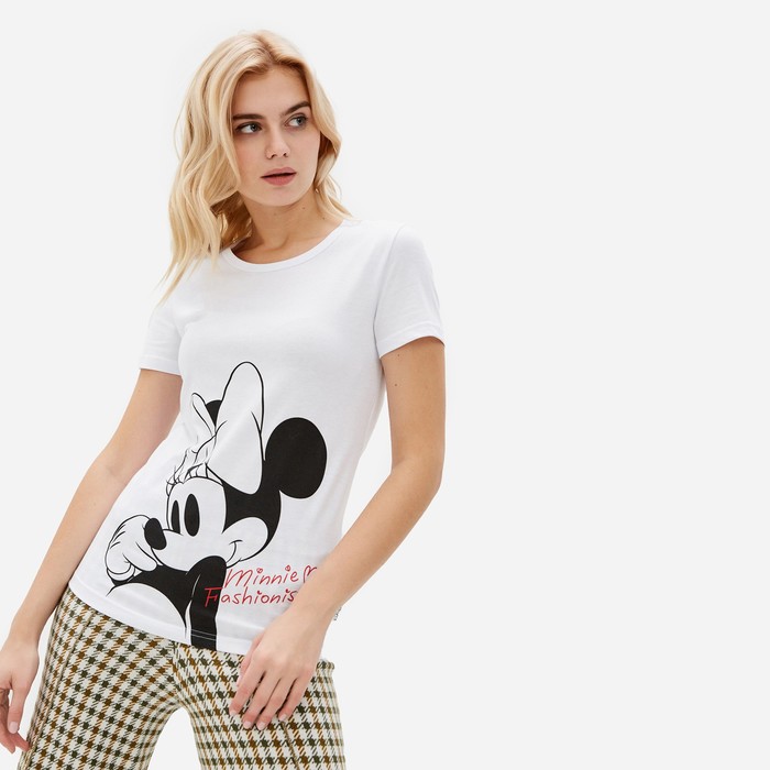 фото Футболка "minnie fashionista" минни маус, р. 44, белый disney