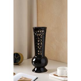 

Ваза настольная "Корса", резка, чёрная, керамика, 40 см