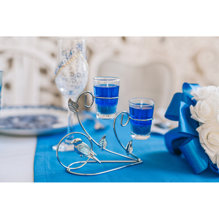 Подсвечник с гелевыми свечами "Птичка", цвет синий