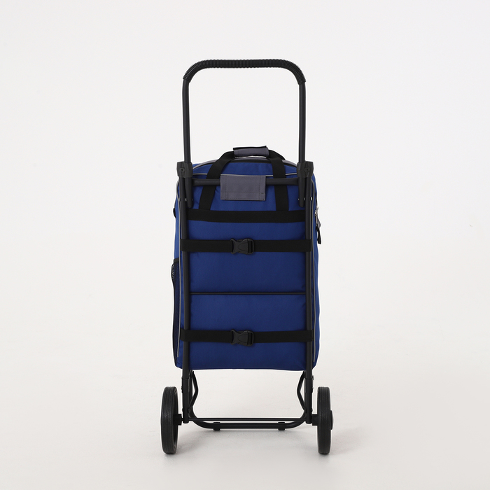 Сумка-тележка, 1 отдел, 2 наружных кармана, колёса 16,5 см, нагрузка до 40 кг, цвет синий