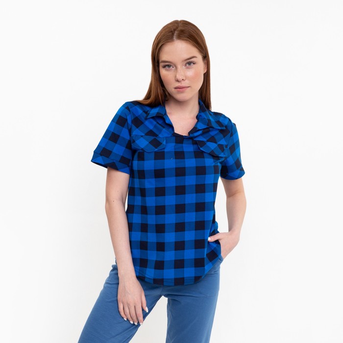 Рубашка женская «Катрин» цвет синий, размер 44 рубашка женская катрин цвет красный размер 50
