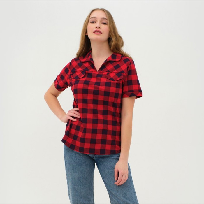 фото Рубашка женская «катрин» цвет красный, размер 46 трикотаж с любовью