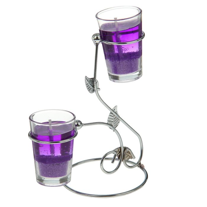 Подсвечник с гелевыми свечами "Завитки", цвет фиолетовый