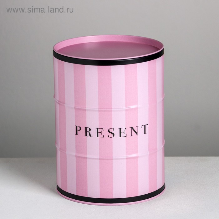 

Подарочная банка - бочка Present, 13.5 х 13,5 х 18 см