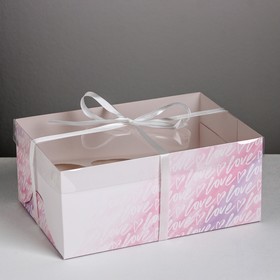 Коробка для капкейков, кондитерская упаковка, 6 ячеек «Love», 23 х 16 х 10 см