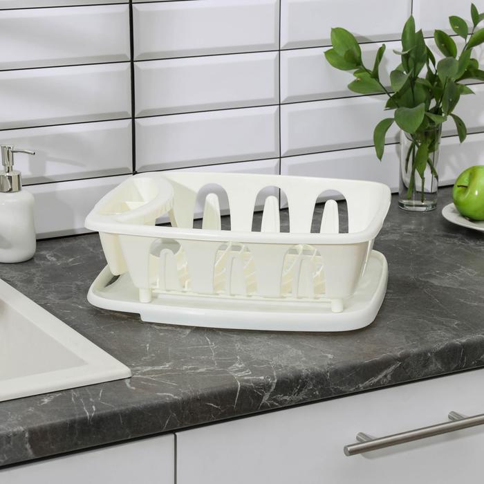 Сушилка для посуды "Люкс", с поддоном, цвет красный