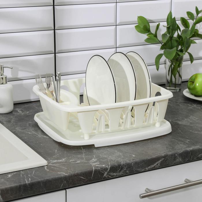 Сушилка для посуды "Люкс", с поддоном, цвет красный