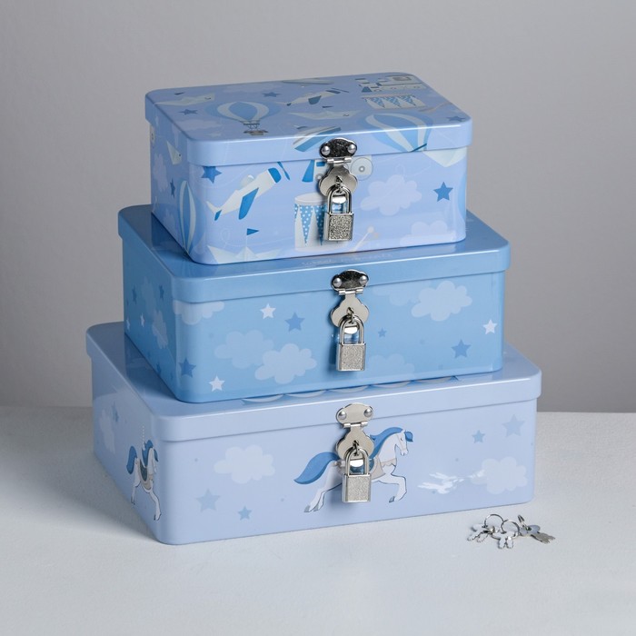 Набор подарочных жестяных коробок Enjoy every moment, 24,5 х 18 х 8 - 17,5 х 13 х 7,5 см