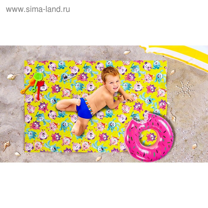 Пляжное покрывало «Веселые смешарики», размер 90 × 140 см
