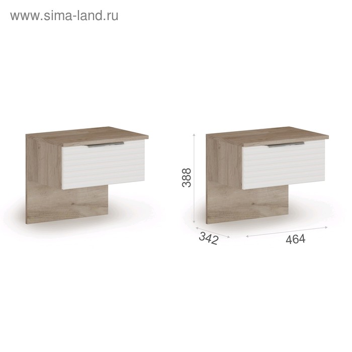 фото Комплект из двух прикроватных тумб «джулия», 1 ящик, цвет крафт серый / белый глянец imperial