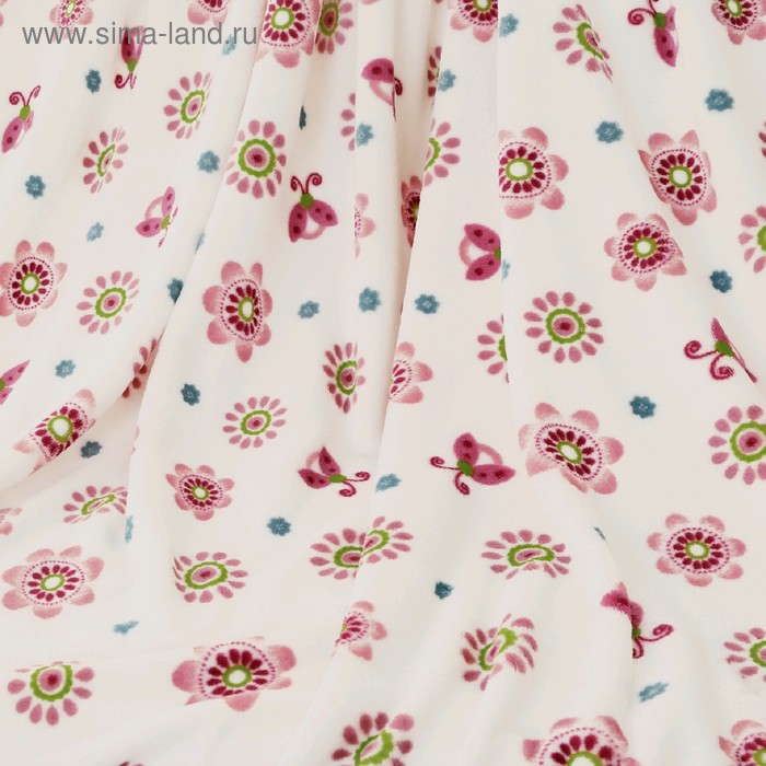 фото Плед, размер 100 × 140 см, принт цветы, розовый споки ноки