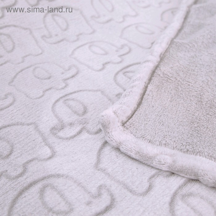 фото Плед-покрывало, размер 100 × 140 см, принт слоники, серый baby nice