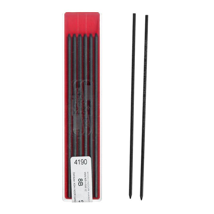Грифели для цанговых карандашей Koh-I-Noor 4190/08 В, 2,0 мм, 12 штук в упаковке