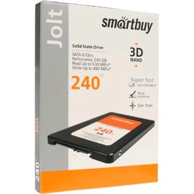 

Накопитель SSD SmartBuy Jolt SB240GB-JLT-25SAT3, 240Гб, SATA-III, 2,5", 3D TLC