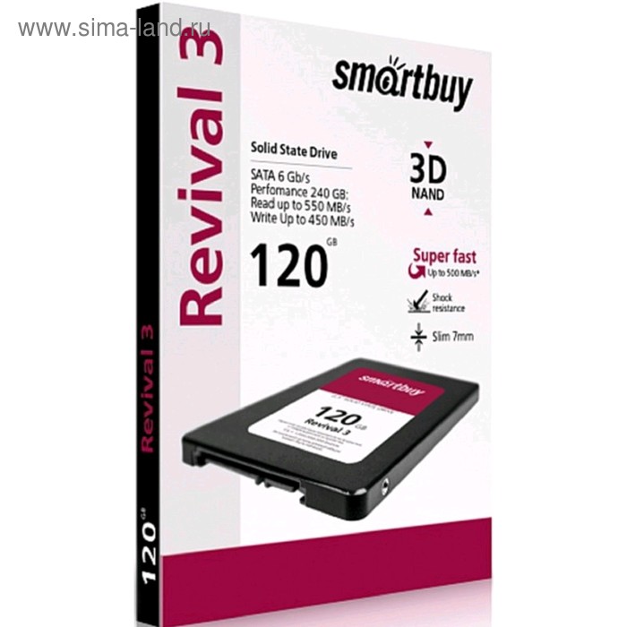 Купить Накопитель SSD SmartBuy Revival3 SB120GB-RVVL3-25SAT3, 120Гб, SATA-III, 2,5", 3D TLC Накопитель SSD SmartBuy Revival3 SB120GB-RVVL3-25SAT3, 120Гб, SATA-III, 2,5", 3D TLC