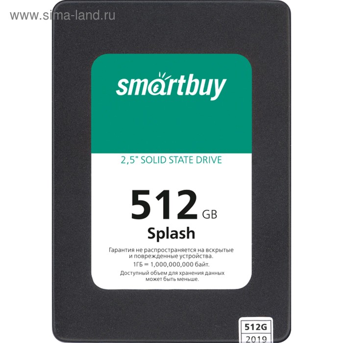 Накопитель SSD SmartBuy Splash SBSSD-512GT-MX902-25S3, 512Гб, SATA-III, 2,5, 3D TLC твердотельный накопитель smartbuy splash 2019 128 gb sbssd 128gt mx902 25s3