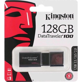 

Флешка USB 3.0 Kingston DataTraveler DT100G3, 128Гб, чёрный
