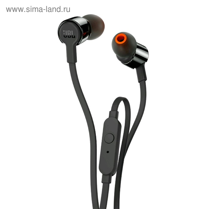 Наушники JBL T210 Black вакуумные, с микрофоном, проводные, чёрные