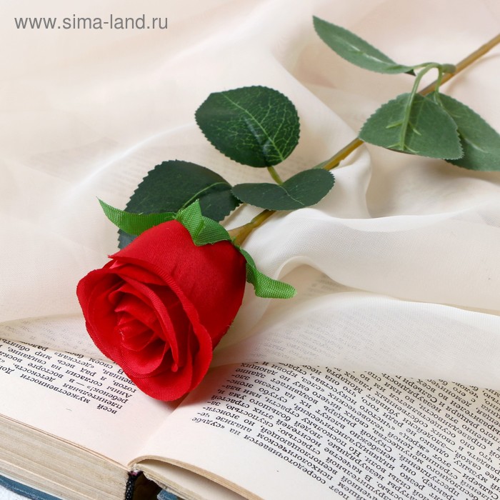 Цветок искусственный Бутончик розы 5х50 см, красный
