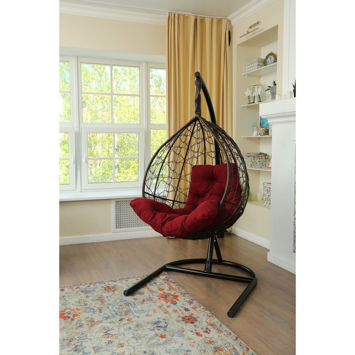 фото Подвесное кресло «бароло», капля, цвет коричневый, подушка бордо кемпинггрупп