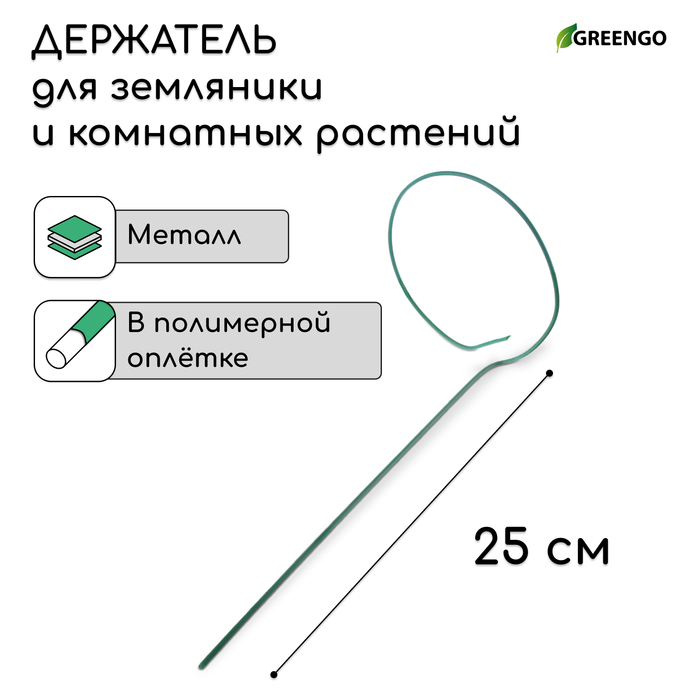 Кустодержатель для клубники, d = 20 см, h = 25 см, ножка d = 0.3 см, металл, зелёный, Greengo