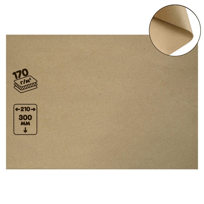 Крафт-бумага, 210 х 300 мм, 170 г/м2, коричневая