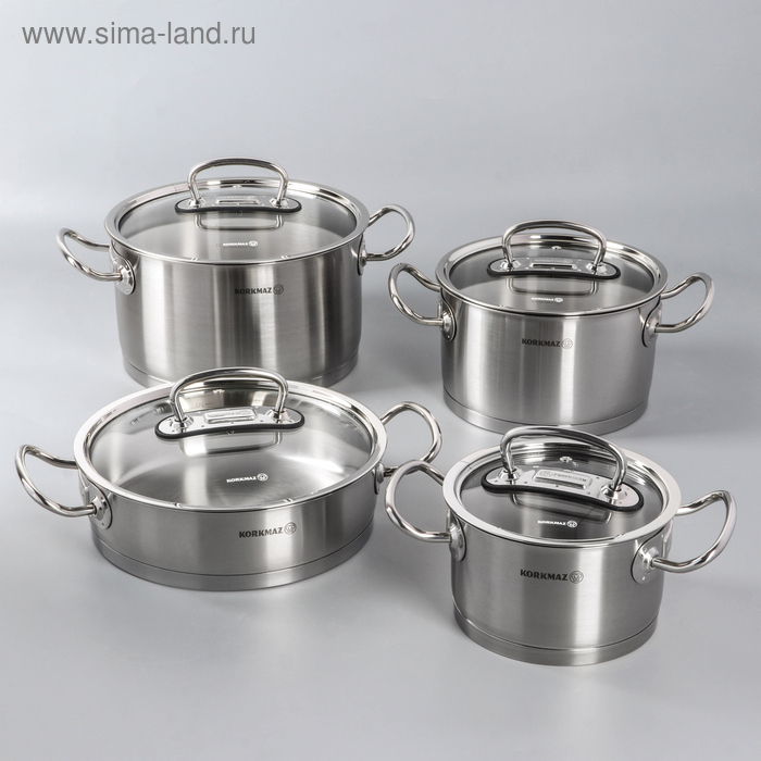 Набор посуды Korkmaz Pro line, 4 предмета: кастрюля 2/4/6,3 л, жаровня 3,1 л