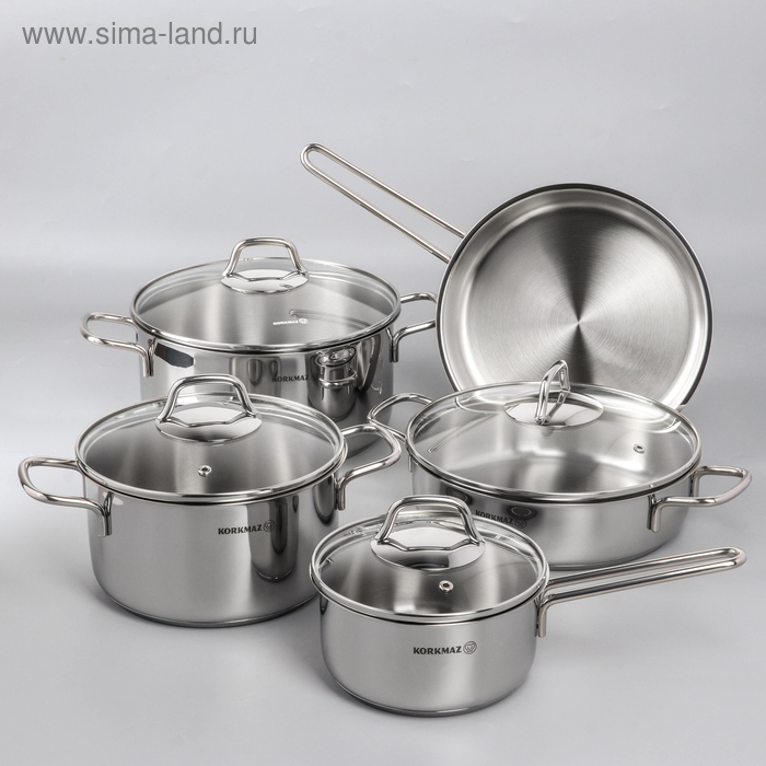 Набор посуды Perla, 5 предметов: кастрюля 2 л, 3,5 л, 5,5 л; жаровня, 3 л; сковорода 24×5 см