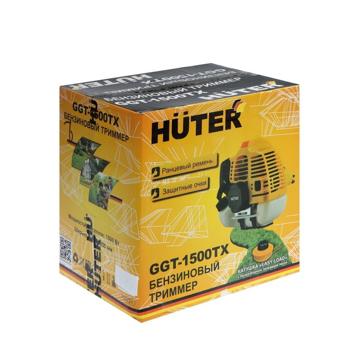 Триммер Huter GGT-1500TX, 2Т, 1500 Вт, 2 л.с., 43 см3, 9500 об/мин, леска/нож + МАСЛО