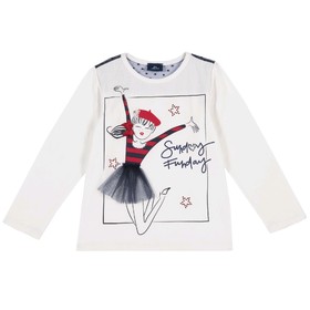 

Лонгслив для девочек, рост 110 см, цвет белый, принт Sunday