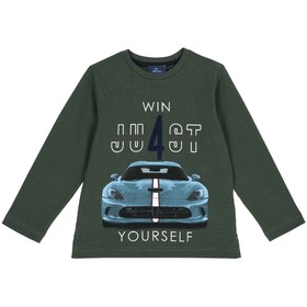 

Лонгслив для мальчиков, рост 116 см, цвет тёмно-зелёный, принт Win just yourself
