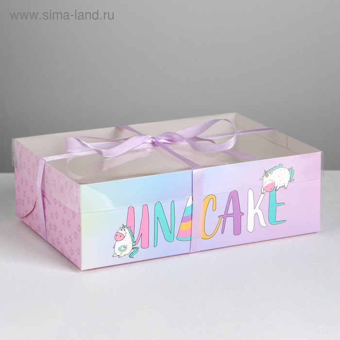 Коробка для капкейка, кондитерская упаковка, 6 ячеек, Unicake, 23 х 16 х 7.5 см