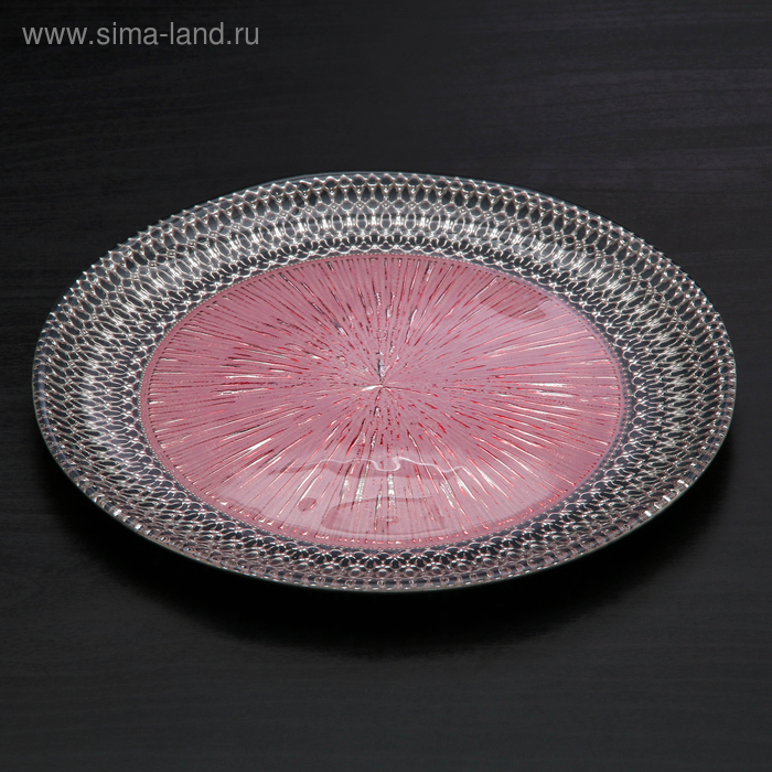 Тарелка стеклянная подстановочная «Морион», d=27 см, цвет чёрно-розовый с серебром тарелка стеклянная подстановочная фейверк d 27 см цвет изумрудный